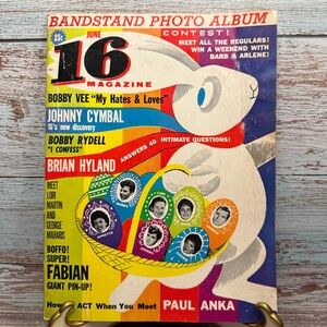 1961 vintage 16 Magazine Bobby Rydell, Paul Anka, Neil Sedaka, Annette, Fabian